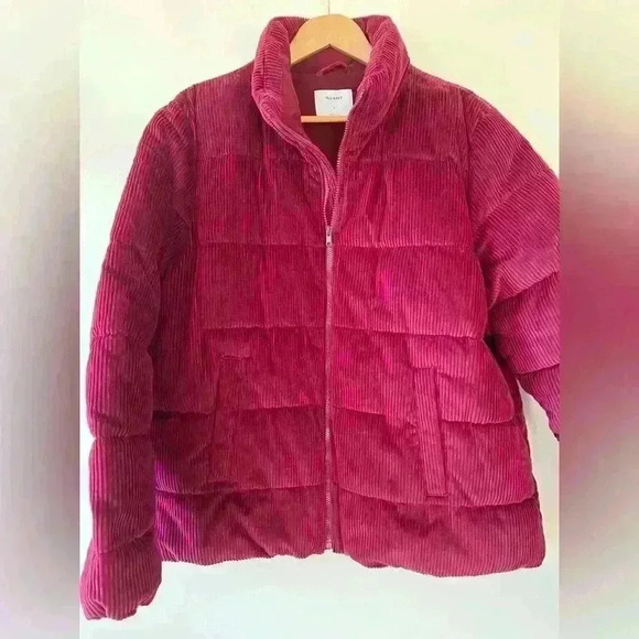 Burgundy Corduroy Quilted Puffer Jacket - Picture 2 of 2